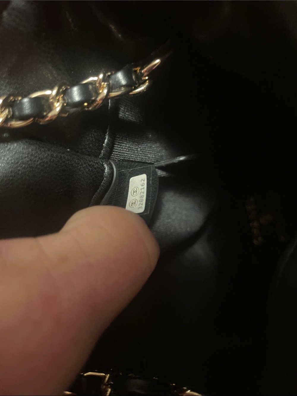 GWP Black Quilted Lambskin Mini Bucket with Gold Chain and Pearl Strap - Picture 5 of 17